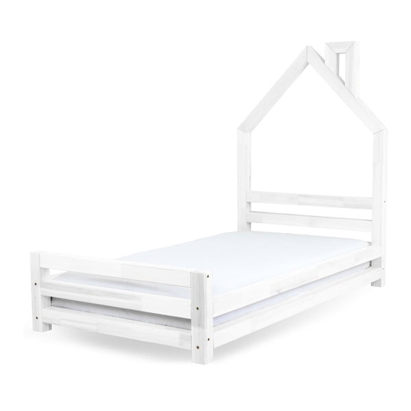 Dětská bílá postel z borovicového dřeva Benlemi Wally, 120 x 200 cm