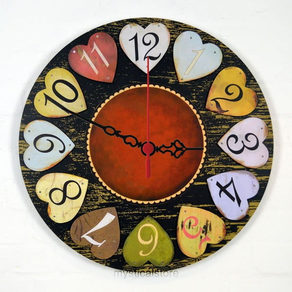 Nástěnné hodiny Hearts, 30 cm
