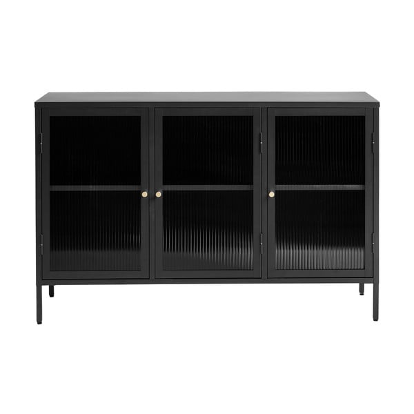 Черна метална витрина 132x85 cm Bronco - Unique Furniture