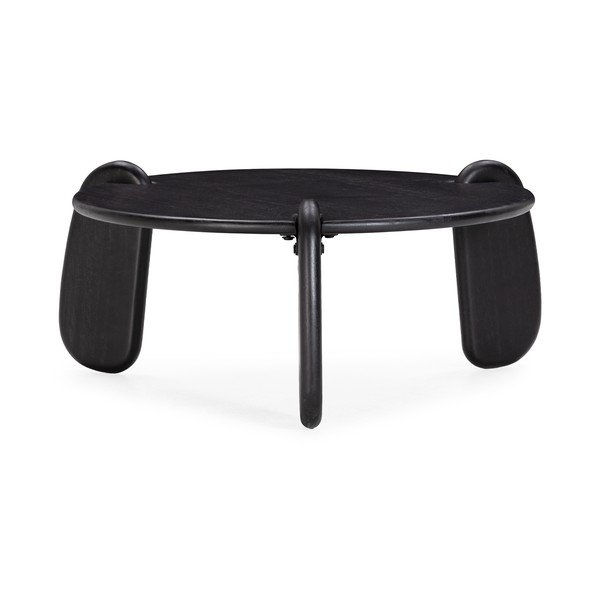 Черна кръгла масичка за кафе от масивно манго ø 80 cm Tamira – MOME