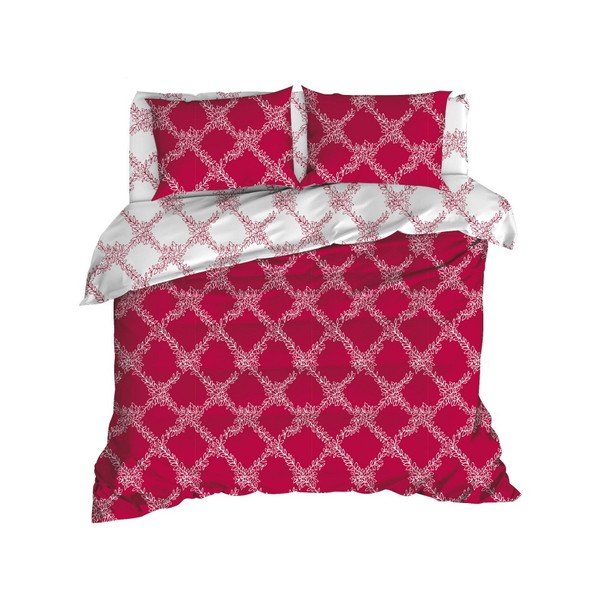 Спално бельо с чаршаф за двойно легло от памук Ranforce Nadine Claret Red, 200 x 220 cm - Mijolnir