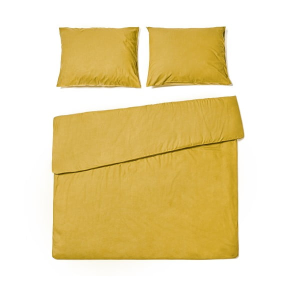 Горчично жълто памучно спално бельо за двойно легло , 160 x 220 cm - Bonami Selection