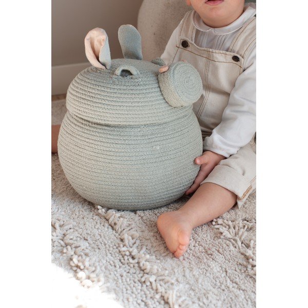 Светлосива текстилна детска кошница за играчки ø 25x30 cm Henry the Hippo – Lorena Canals-image-2