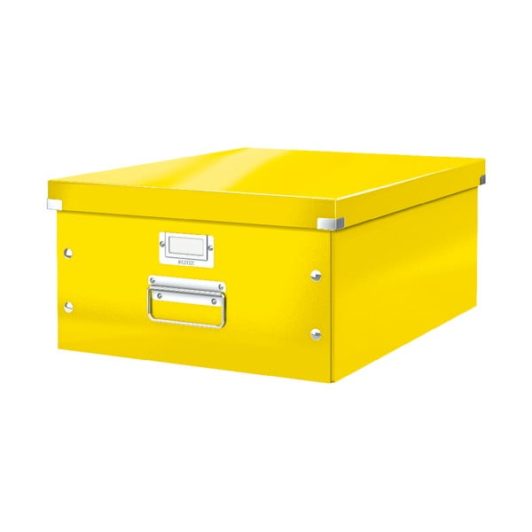 Жълта картонена кутия за съхранение с капак 37x48x20 cm Click&Store – Leitz