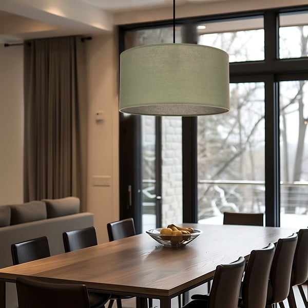 Зелено висящо осветително тяло с текстилен абажур ø 40 cm Shanti – Candellux Lighting-image-3