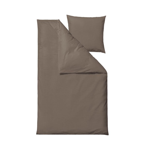 Кафяво спално бельо от органичен памук за единично легло 140x220 cm Wave - Södahl
