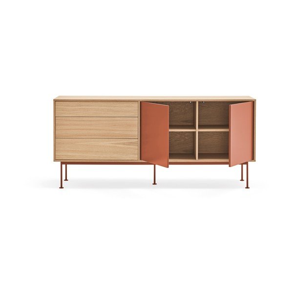 Керемиденочервен скрин с дъбов фурнир , ширина 180 см Yoko - Teulat-image-4