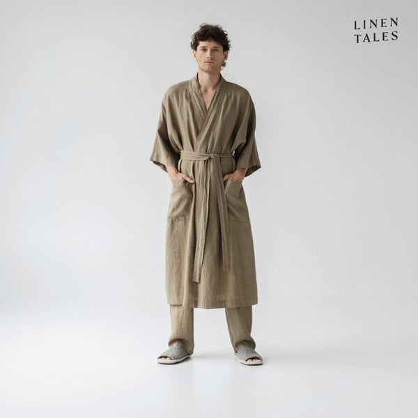 Ленен халат в цвят каки размер S/M Summer - Linen Tales