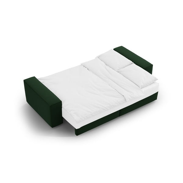 Тъмнозелен кадифен разтегателен диван с място за съхранение 247 cm Jodie – Micadoni -image-4