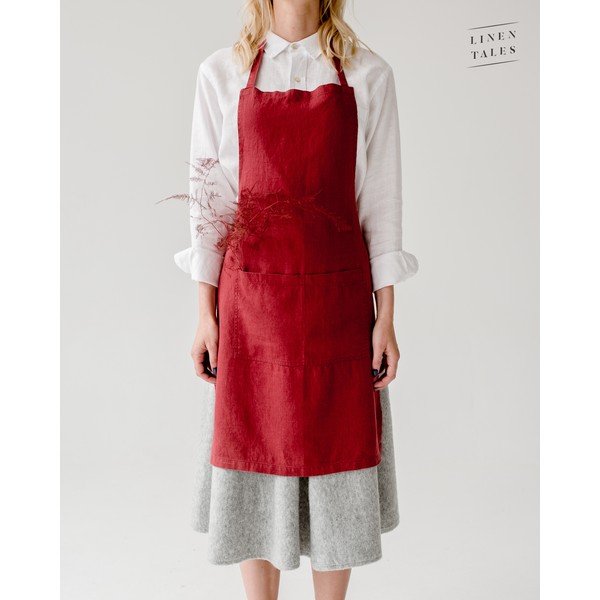 Червена ленена престилка , 80 x 55 cm Daily Apron - Linen Tales