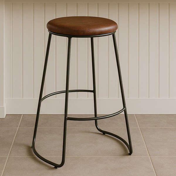 Черен/кафяв тапициран бар стол (височина на седалката 64 cm) Brixton – Premier Housewares-image-2