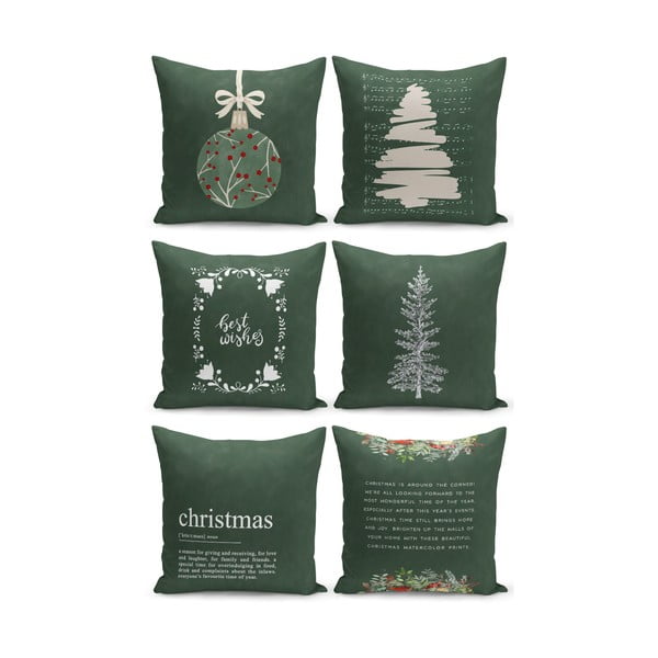 Комплект от 6 коледни декоративни калъфки за възглавници , 43 x 43 cm Christmas Noel - Kate Louise