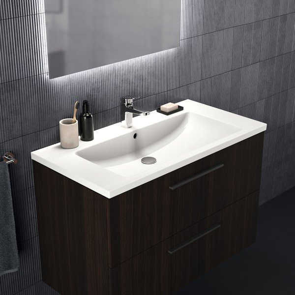 Тъмнокафяв стенен шкаф за мивка от декор от дъб  100x63 cm i.Life B – Ideal Standard-image-1