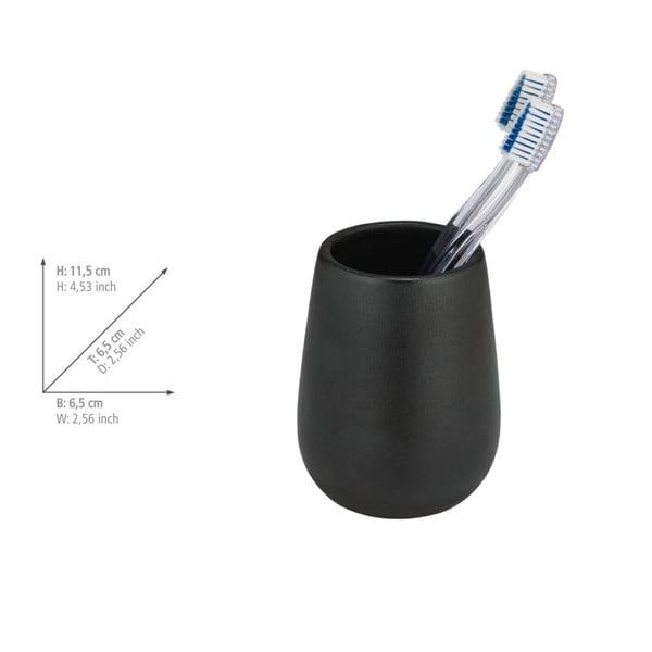 Черна керамична чаша за четки за зъби Nerno – Wenko-image-2
