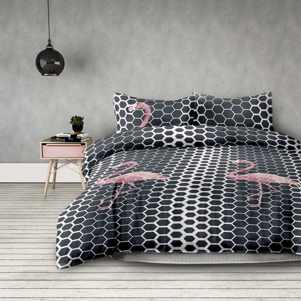 Микрофибърно спално бельо за двойно легло Flamingo Dark, 220 x 240 cm - AmeliaHome