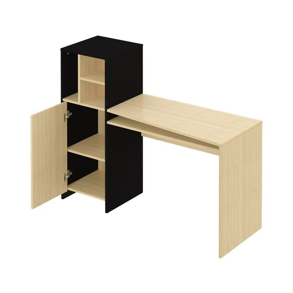 Работна маса с дъбов плот 130x50 cm Mitch - TemaHome-image-2