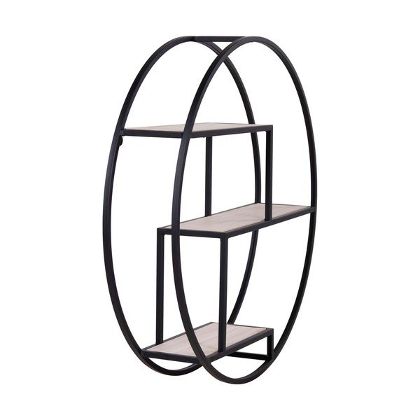 Черен/естествен на няколко нива стенен рафт от масивна Пауловния 62 cm Rotterdam – House Nordic-image-4