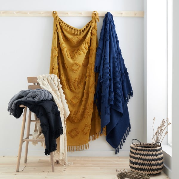 Жълто/оранжево памучно одеяло 137x170 cm Kabeli – Pineapple Elephant-image-3