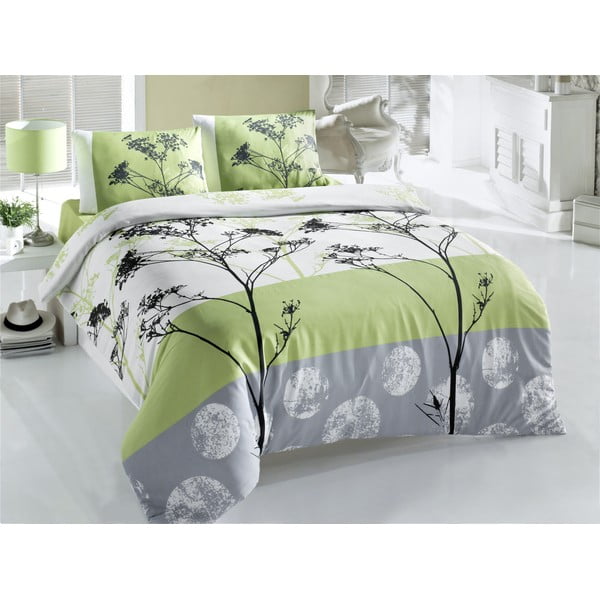 Спално бельо с чаршаф за двойно легло Blezza Green, 160 x 220 cm - Mijolnir