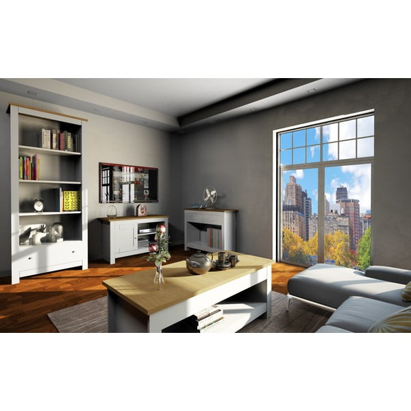 Масичка за телевизор с дъбов декор в сив/естествен цвят 95x58 cm Emerald - Støraa-image-1