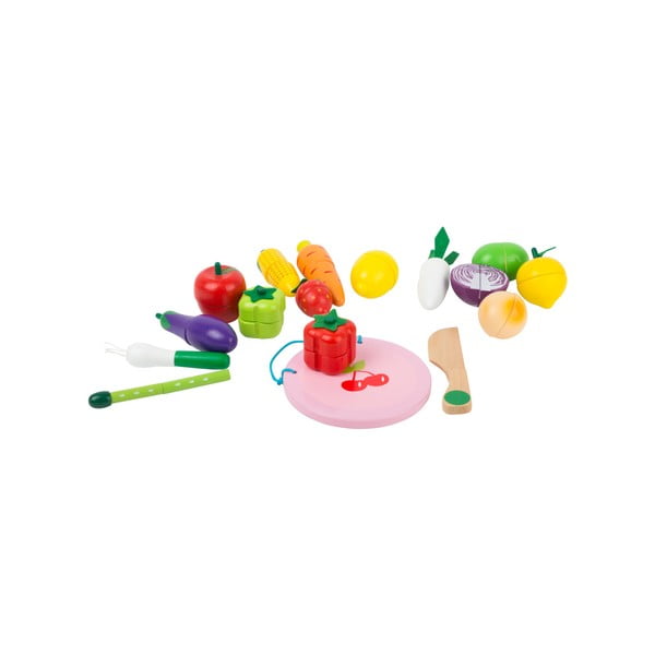 Детски комплект дървени играчки с велкро Плодове и зеленчуци - Legler