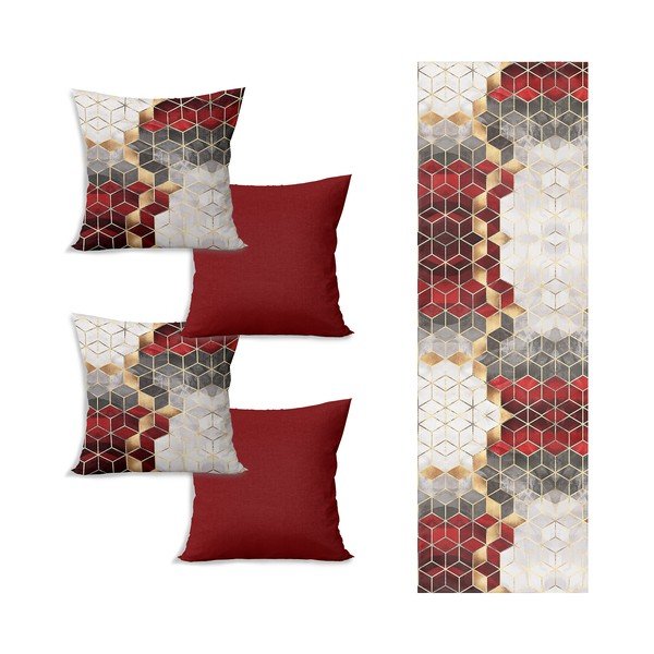 Комплект покривки за маса и 4 калъфки за възглавници Optic - Minimalist Cushion Covers