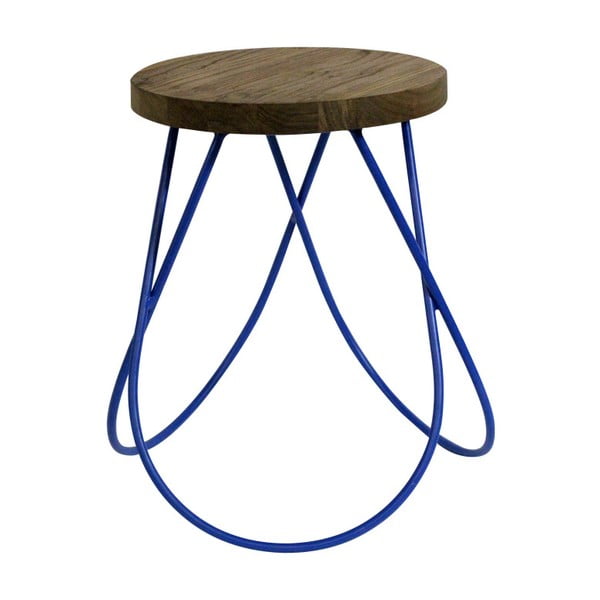 Сгъваема маса със сини крака, изработена от дърво от бряст и метал Lola - Red Cartel