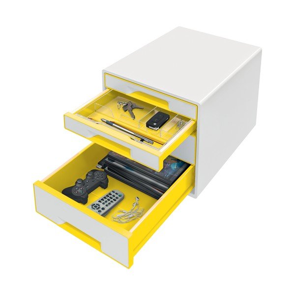 Бяла и жълта кутия за чекмеджета WOW CUBE, 4 чекмеджета Cube - Leitz-image-2