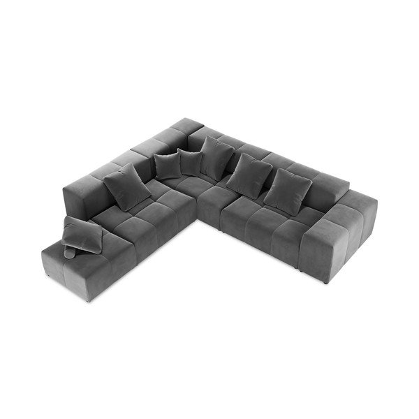 Ъглов диван от сиво кадифе (променлива) Rome Velvet - Cosmopolitan Design-image-4