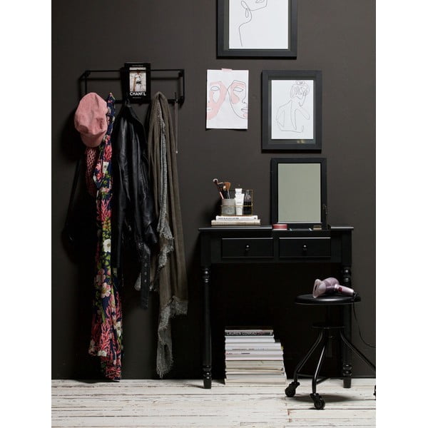 Тоалетка от борова дървесина в черен цвят Romy - WOOOD-image-1