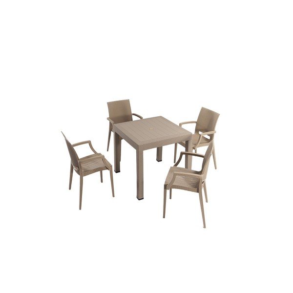 Бежов градински комплект за хранене от изкуствен ратан за 4 души Rattan – Floriane Garden
