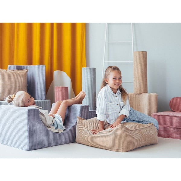 Синьо  велурено игрище от пяна 75x49x37 cm Rainbow Montessori – Wigiwama-image-3