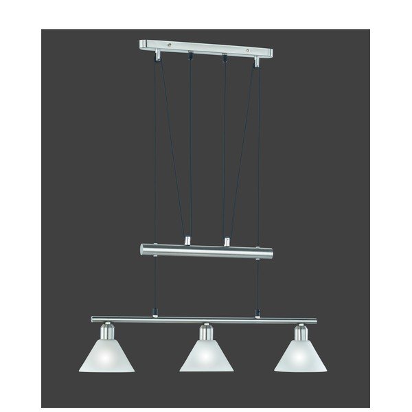 Висящо осветително тяло в сребрист цвят със стъклен абажур Stamina – Trio-image-1