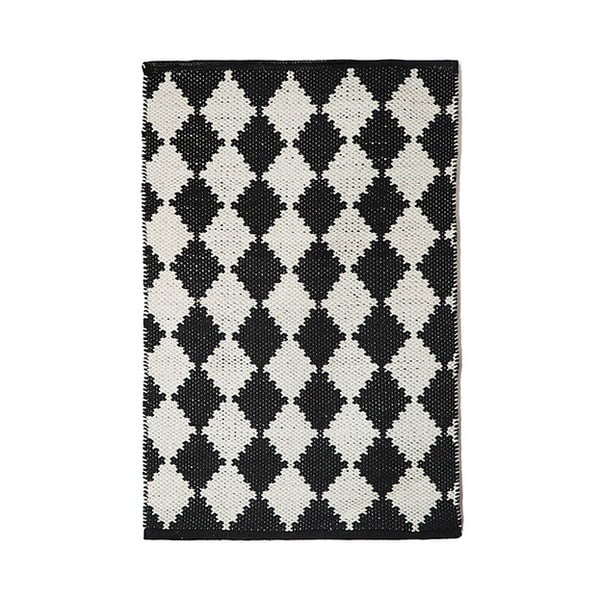 Черно-бял памучен ръчно тъкан килим Pipsa Diamond, 60 x 90 cm - TJ Serra