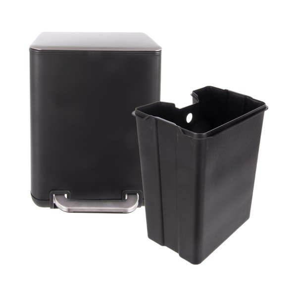 Черно кошче за боклук с педал от неръждаема стомана 6 l Black – Orion-image-4
