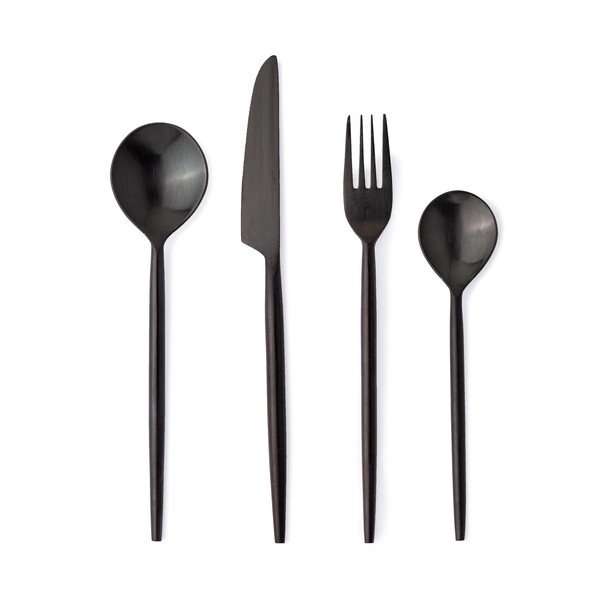 Черен прибори за хранене 16 бр. от неръждаема стомана за 4 души Bronte – Bizzotto