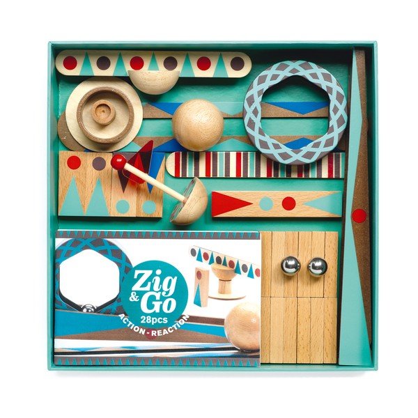 Дървена писта за топки 28 части Zig & Go - Djeco