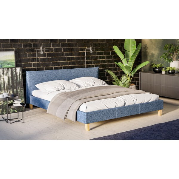 Синьо тапицирано двойно легло с решетка 180x200 cm Tina - Ropez-image-2