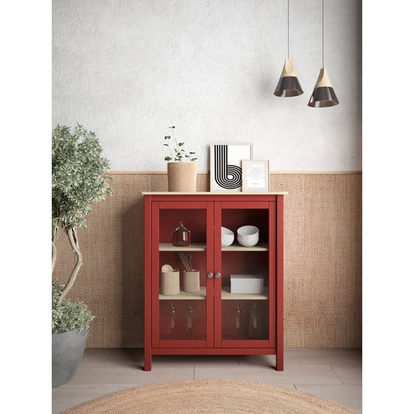 Червен/естествен шкаф от борова дървесина 90x110 cm Misti - Marckeric-image-1