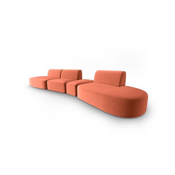 Розов кадифен диван с десен ъгъл 428 cm Paolo – Milo Casa-image-2