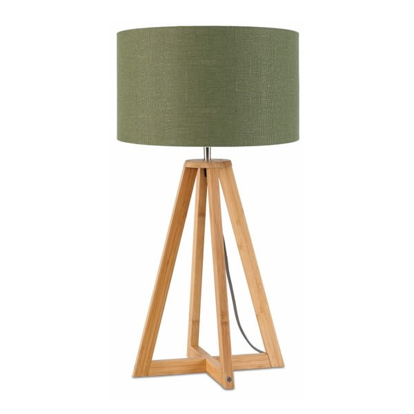 Настолна лампа със зелен абажур и бамбукова структура Everest - Good&Mojo