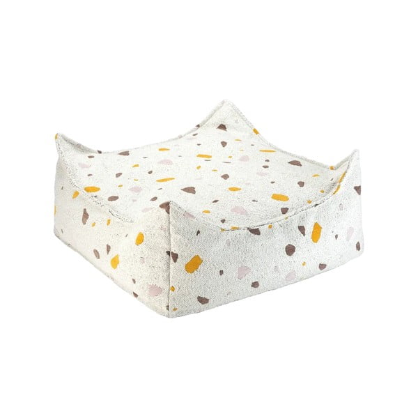 Бял детски пуф от букле и шенил Terrazzo Square – Wigiwama