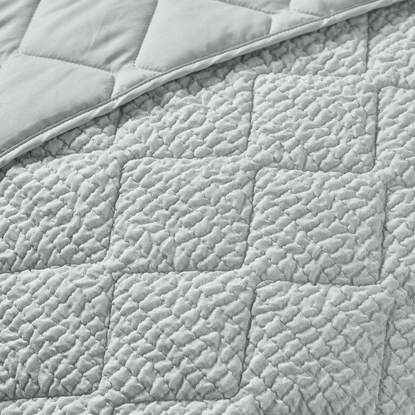 Зелено покривало за легло 220x220 cm Crinkle Seersucker – Catherine Lansfield-image-3