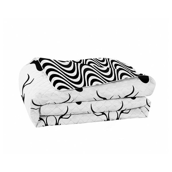 Черно-бяла двустранна покривка за легло от микрофибър Deerest, 210 x 170 cm Hypnosis - DecoKing