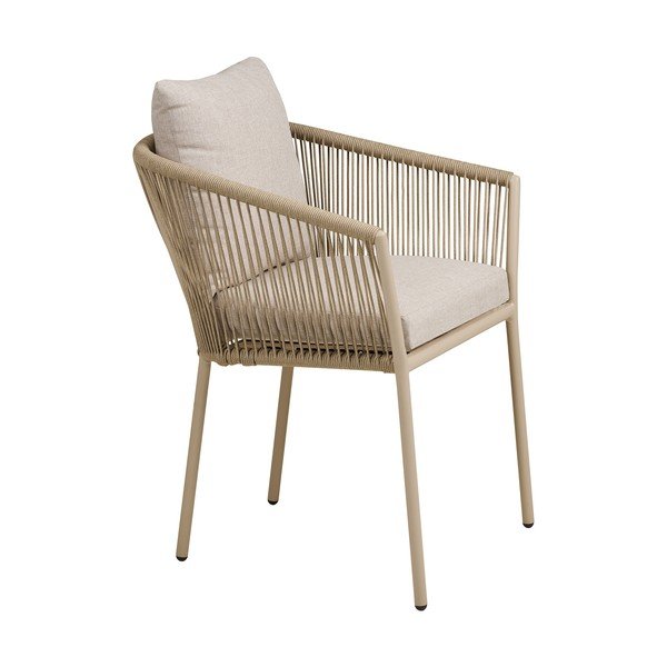 Бежов градински стол метален/подплатен Salerno – House Nordic-image-3