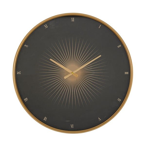 Черен стенен часовник със златна рамка Glam Classic, ø 60 cm - Mauro Ferretti