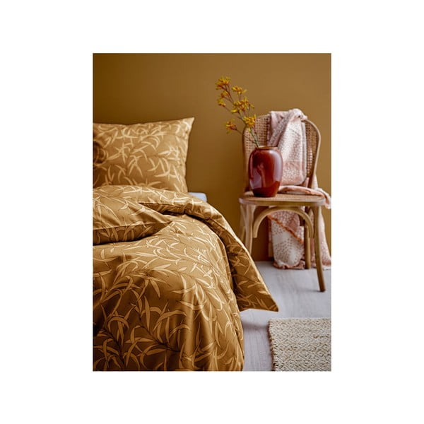 Жълто памучно спално бельо от сатен за единично легло Golden, 140 x 200 cm Breeze - Södahl-image-1