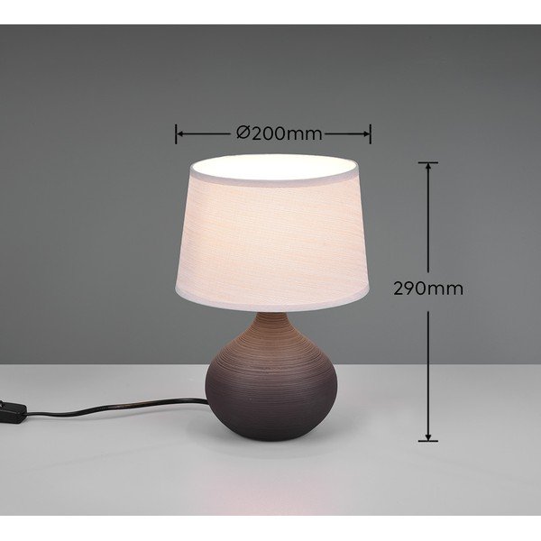 Тъмнокафява настолна лампа от керамика и плат, височина 29 cm Martin - Reality-image-3