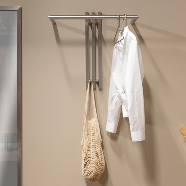 Метална стенна закачалка в сребрист цвят 65 cm Senza – Spinder Design-image-3