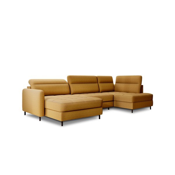 Жълт кадифен разтегателен ъглов диван с място за съхранение (десен ъгъл U форма) Berrto – ELTAP-image-2